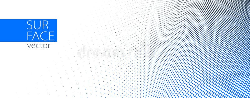 Blue and grey dots in 3D perspective vector abstract background, dotted pattern cool design, wave stream of science technology or vector illustration