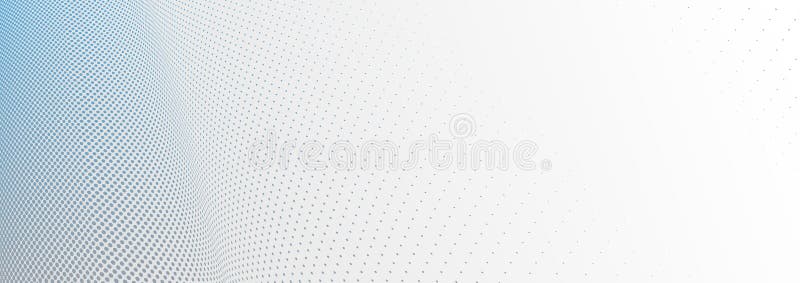 Blue and grey dots in 3D perspective vector abstract background, dotted pattern cool design, wave stream of science technology or stock illustration