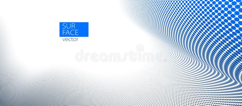 Blue and grey dots in 3D perspective vector abstract background, dotted pattern cool design, wave stream of science technology or vector illustration