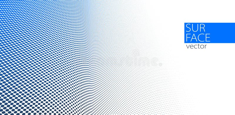 Blue and grey dots in 3D perspective vector abstract background, dotted pattern cool design, wave stream of science technology or vector illustration