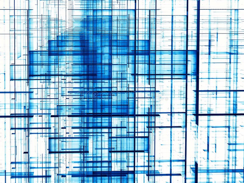 Blue grid - abstract digitally generated image stock illustration