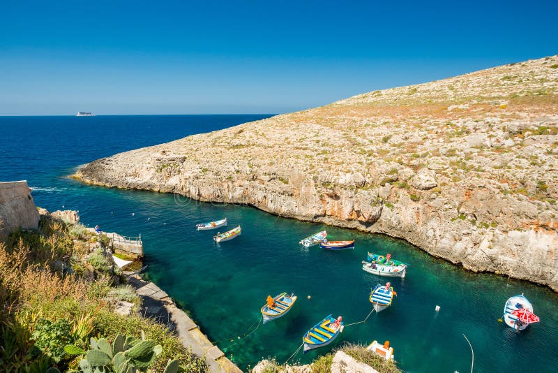 Blue Grotto boats, Malta stock image. Image of landscape - 112650937