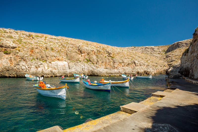 Blue Grotto boats, Malta stock photo. Image of color - 142273450