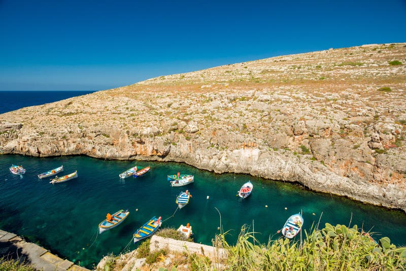 Blue Grotto boats, Malta stock image. Image of bright - 116795067