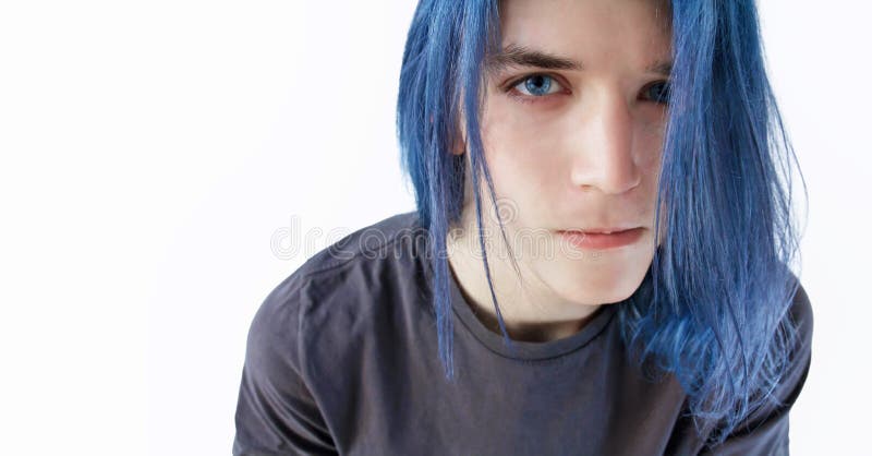 boy dyed hair blue
