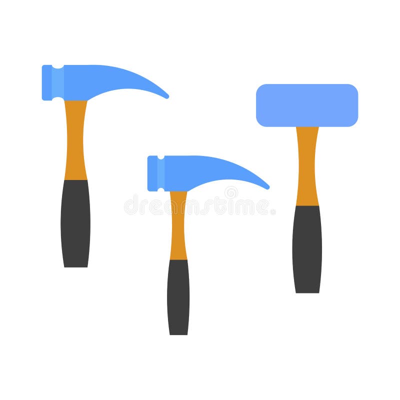 Blue Hammers. Construction Line Logo. Business Concept. Vector