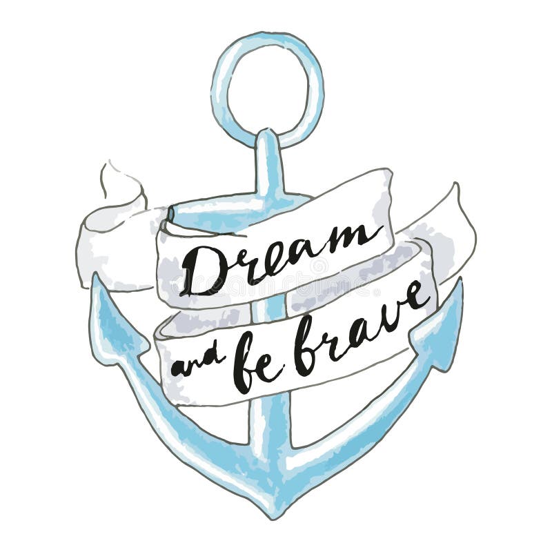 Blue hand drawn anchor. Sea symbol - anchor. vector illustration Blue hand drawn anchor. Sea symbol - anchor. vector illustration