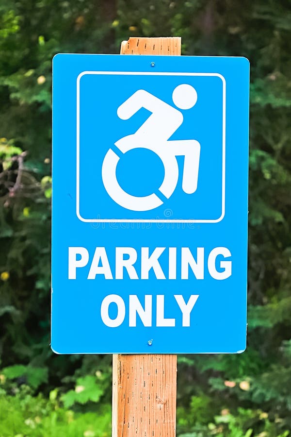 A Blue Handicap Parking only Sign on a Post Stock Image Image of