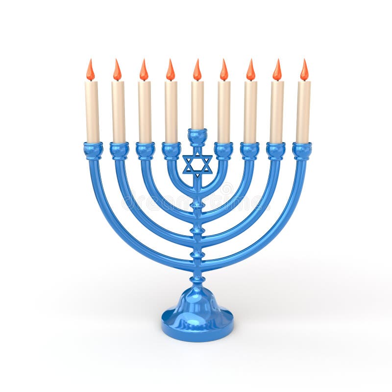 Blue Hanukkah Menorah with Burning Candles Stock Illustration -  Illustration of religious, culture: 103878846
