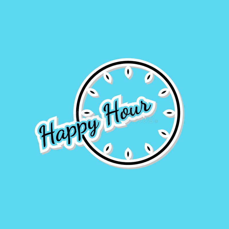 Happy Hour Background with Clock Stock Illustration Illustration of