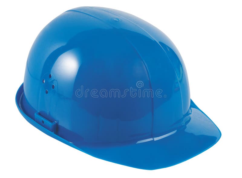 Plastic blue hard hat stock image. Image of damage, isolated 2013231