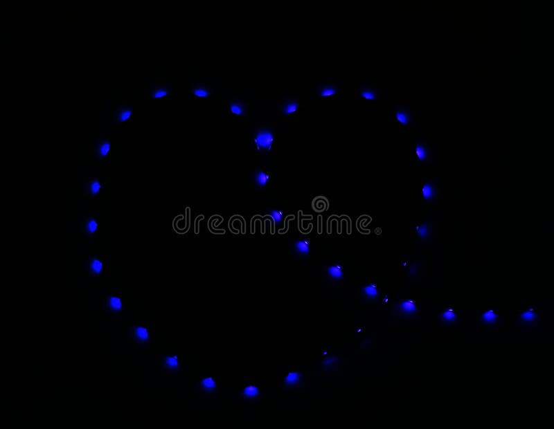Blue Heart on Black Background, Heart of Lights Stock Image Image of glowing, circle 139783567