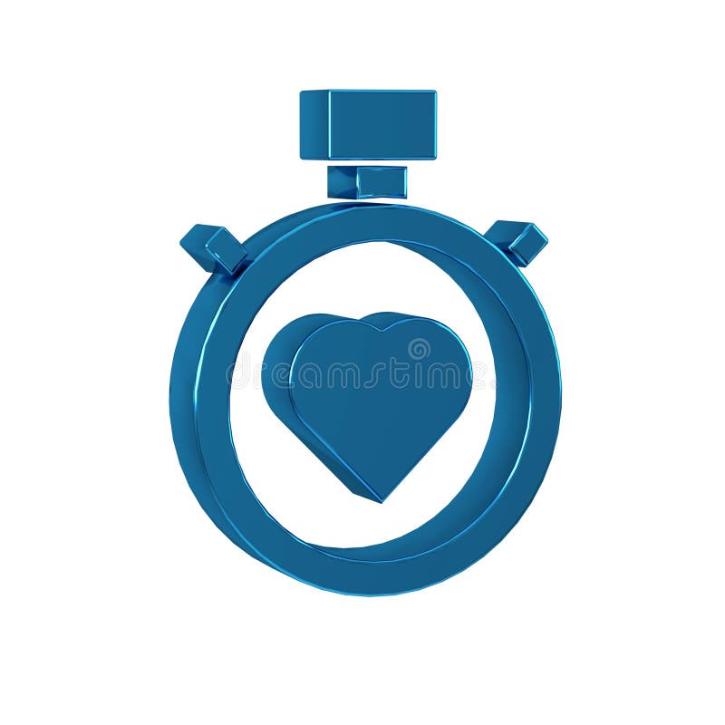 Blue Heart in the center stopwatch icon isolated on transparent background. Valentines day. stock illustration