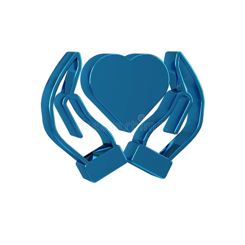 Blue Heart in hand icon isolated on transparent background. Hand giving love symbol. Valentines day symbol. stock illustration