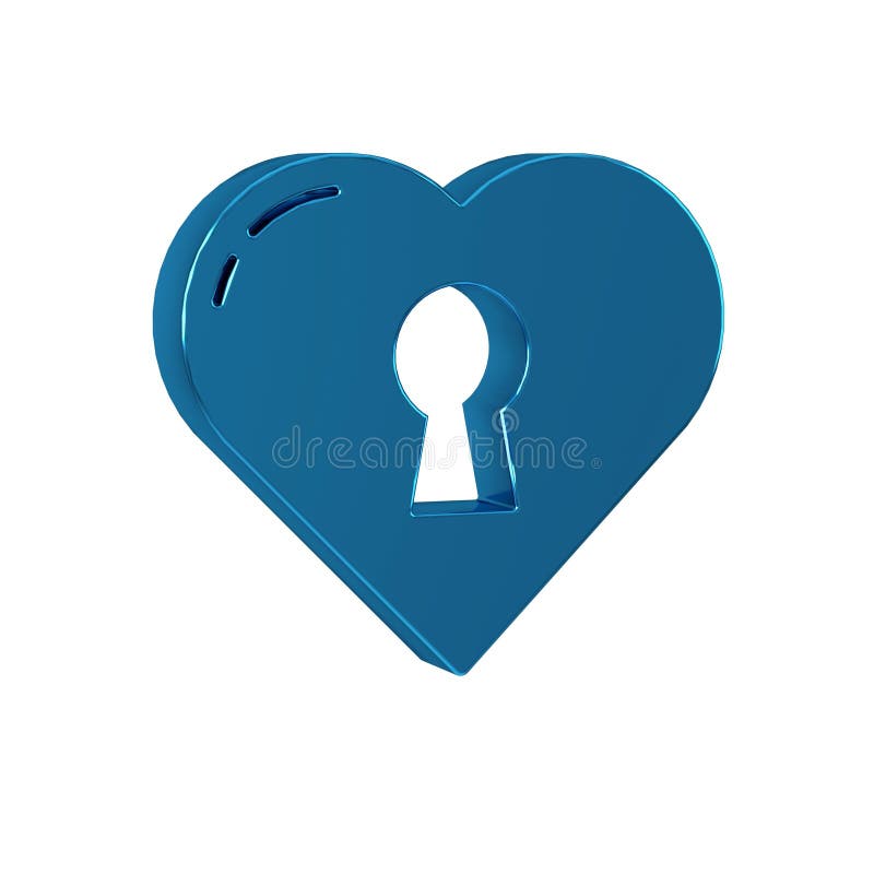 Blue Heart with keyhole icon isolated on transparent background. Locked Heart. Love symbol and keyhole sign. royalty free illustration