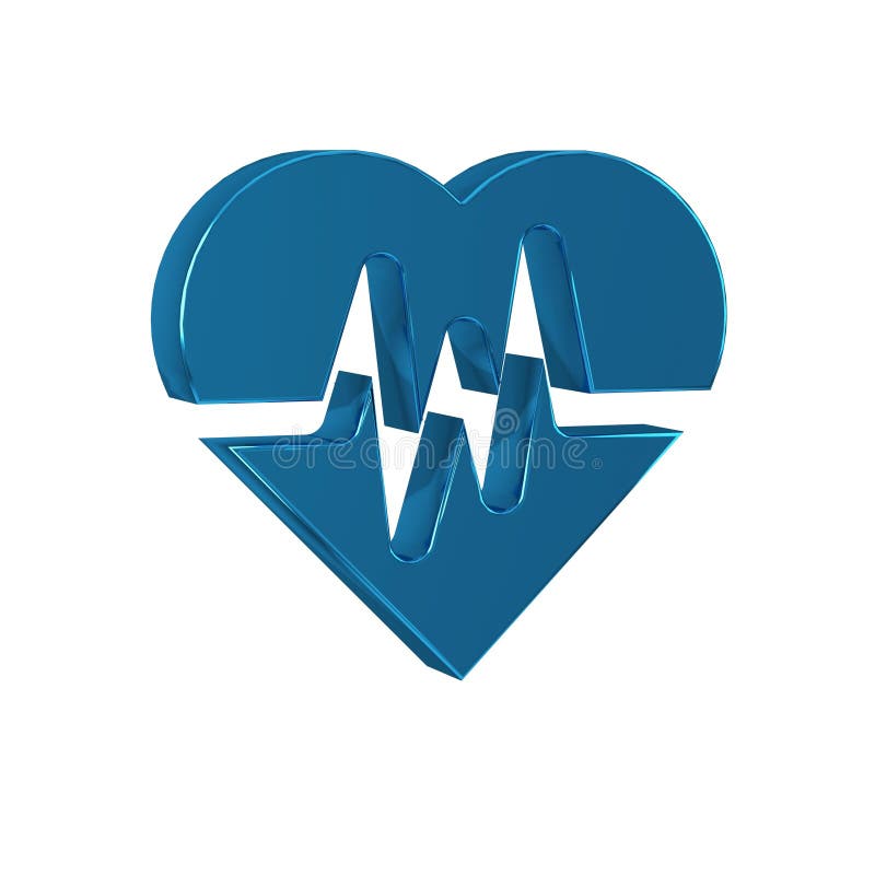 Blue Heart rate icon isolated on transparent background. Heartbeat sign. Heart pulse icon. Cardiogram icon. royalty free illustration