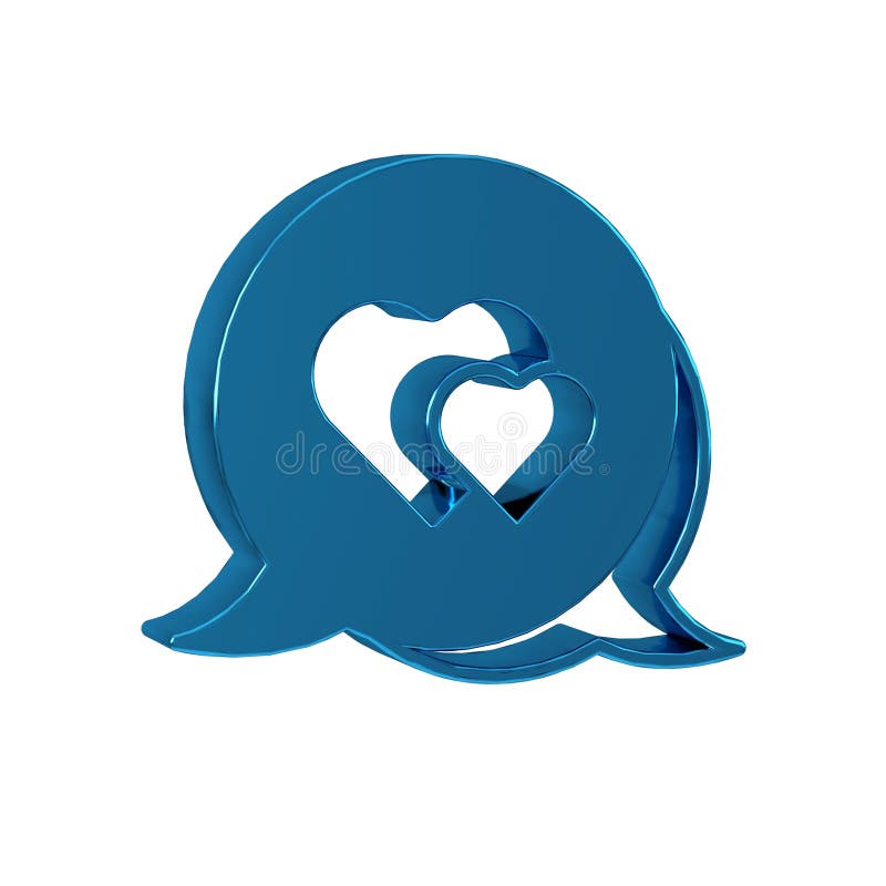 Blue Heart in speech bubble icon isolated on transparent background. Happy Valentines day. royalty free illustration