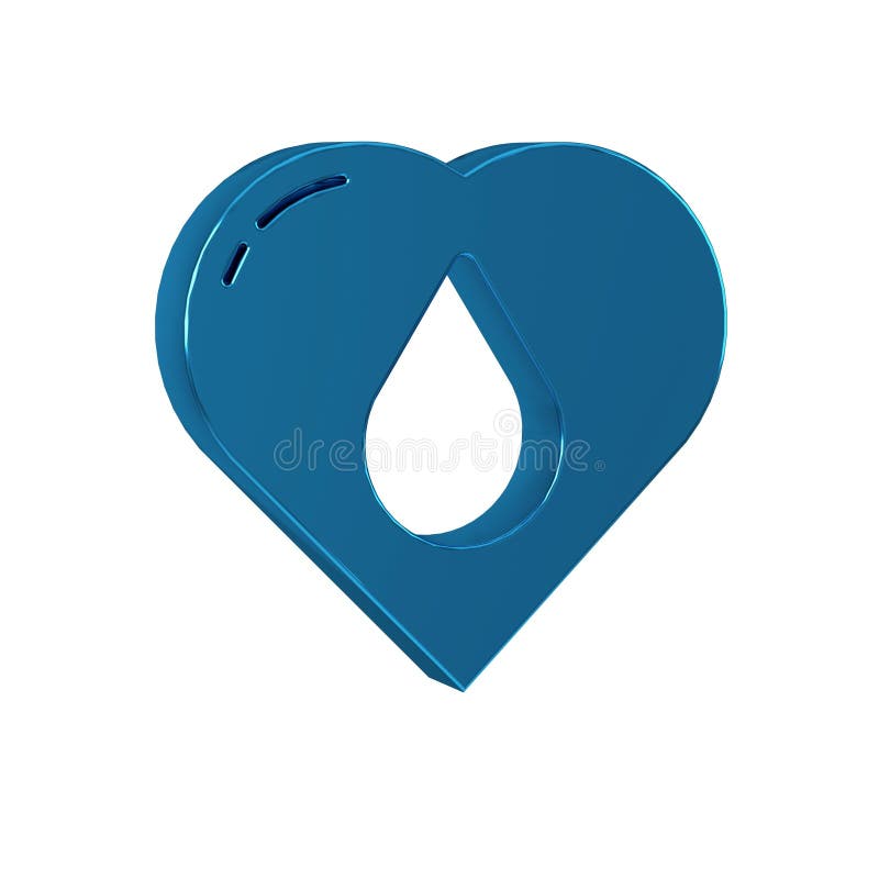 Blue Heart with water drop icon isolated on transparent background. royalty free illustration