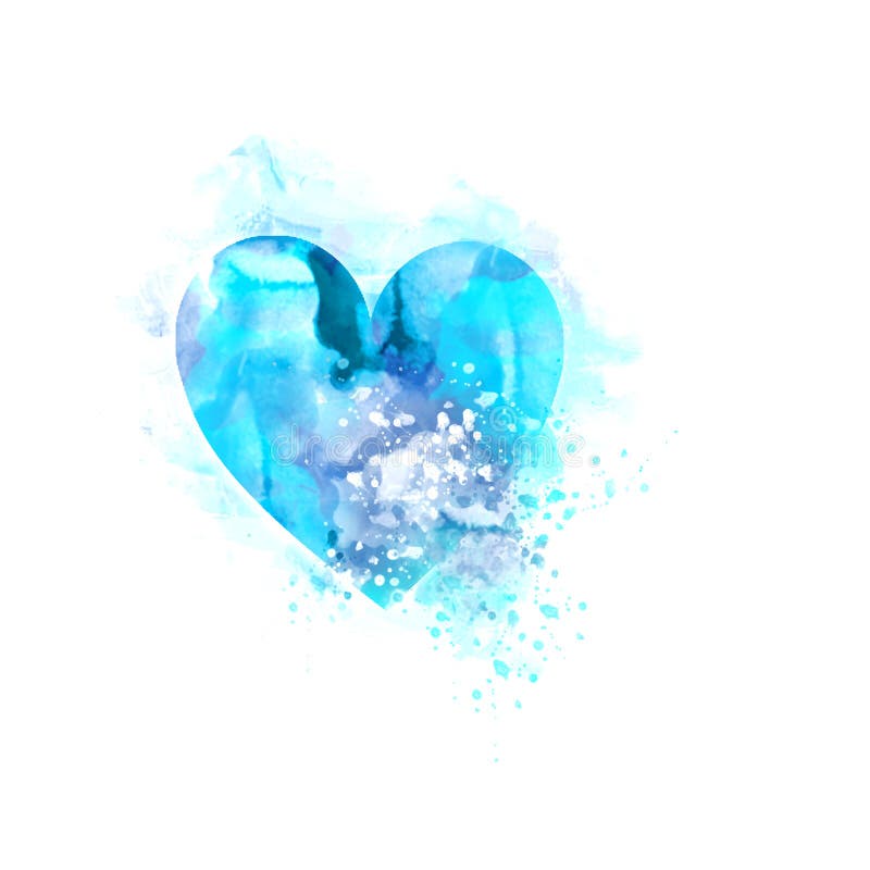 Set of blue watercolor hearts Royalty Free Vector Image