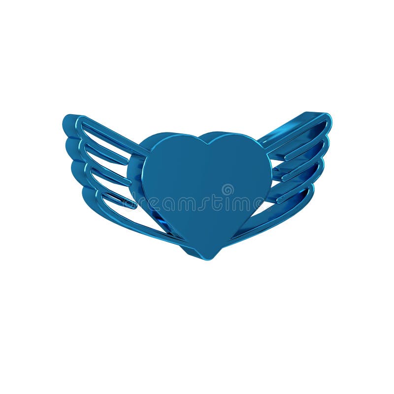 Blue Heart with wings icon isolated on transparent background. Love symbol. Happy Valentines day. stock illustration
