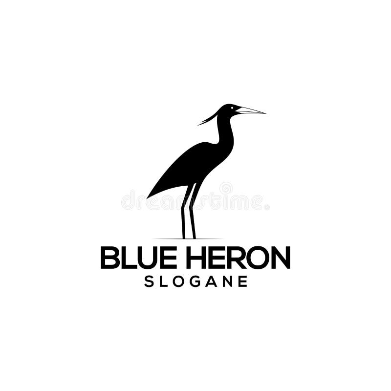 Blue Heron Bird Logo Silhouette Design Stock Vector - Illustration of ...