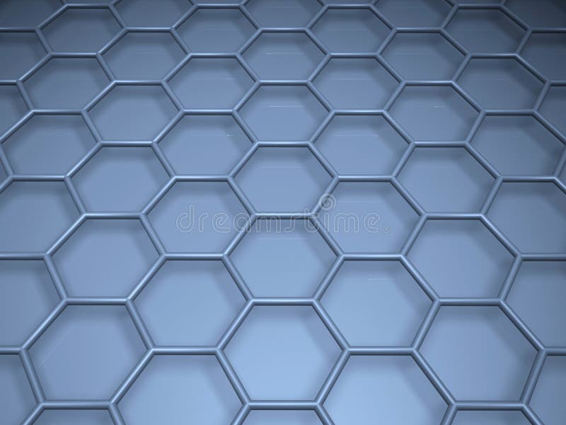 Blue hexagonal lattice structure. 3 d royalty free illustration