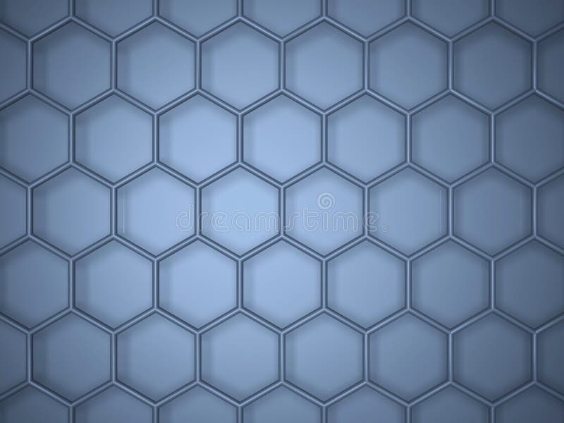 Blue hexagonal lattice structure, top view vector illustration