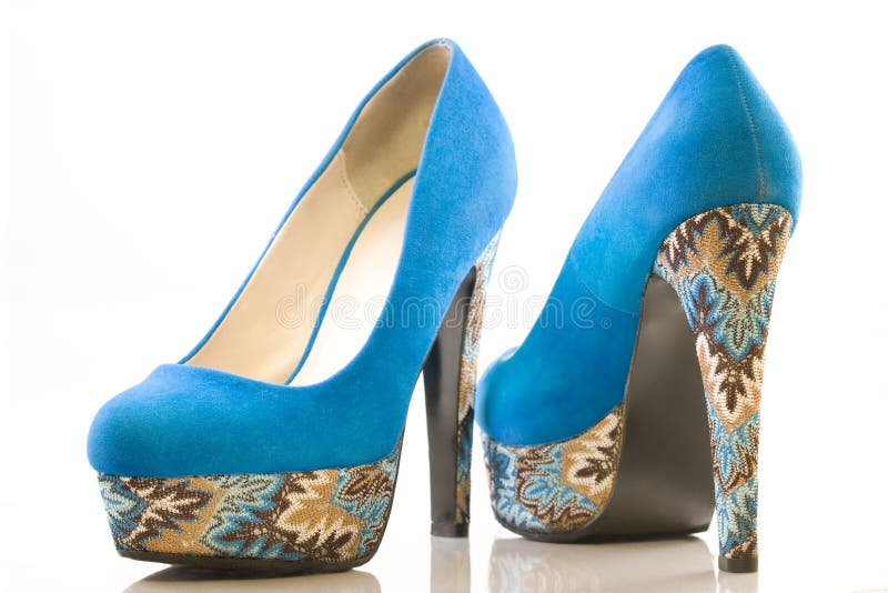 Blue high heel shoes stock image. Image of elegant, tall 34961929