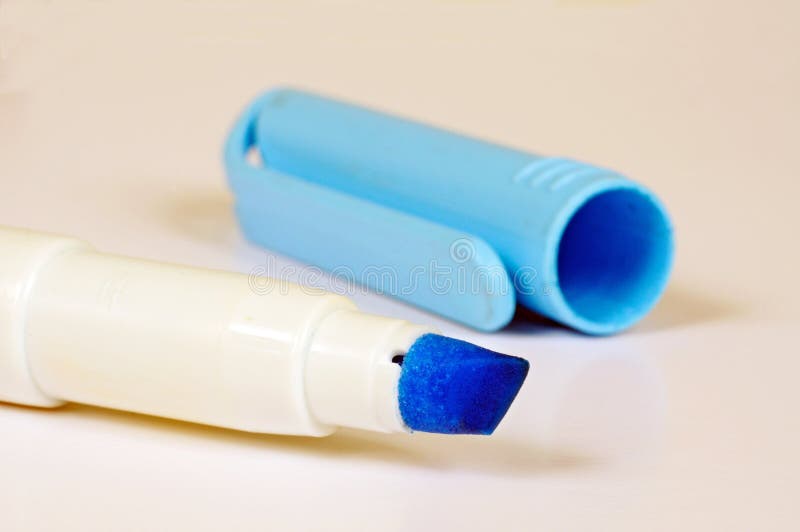 Blue Highlighter Pen stock image. Image of education 13216831