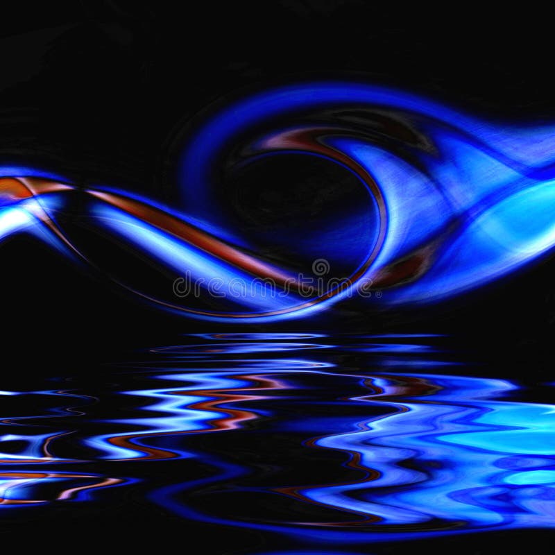 Radiant vivid blue fire flame on water ripples with reflection makes a unique background image. Radiant vivid blue fire flame on water ripples with reflection makes a unique background image.