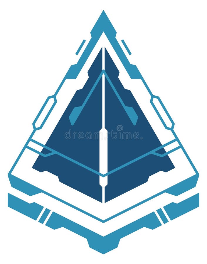 Blue hud arrow. Triangular pointer. Ui element stock illustration