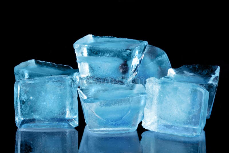 Blue ice cubes stock images
