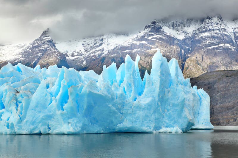 Blue icebergs at Grey Glacier in Torres del Paine