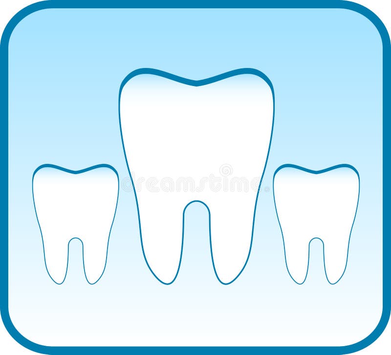 Blue icon with set tooth stock illustration
