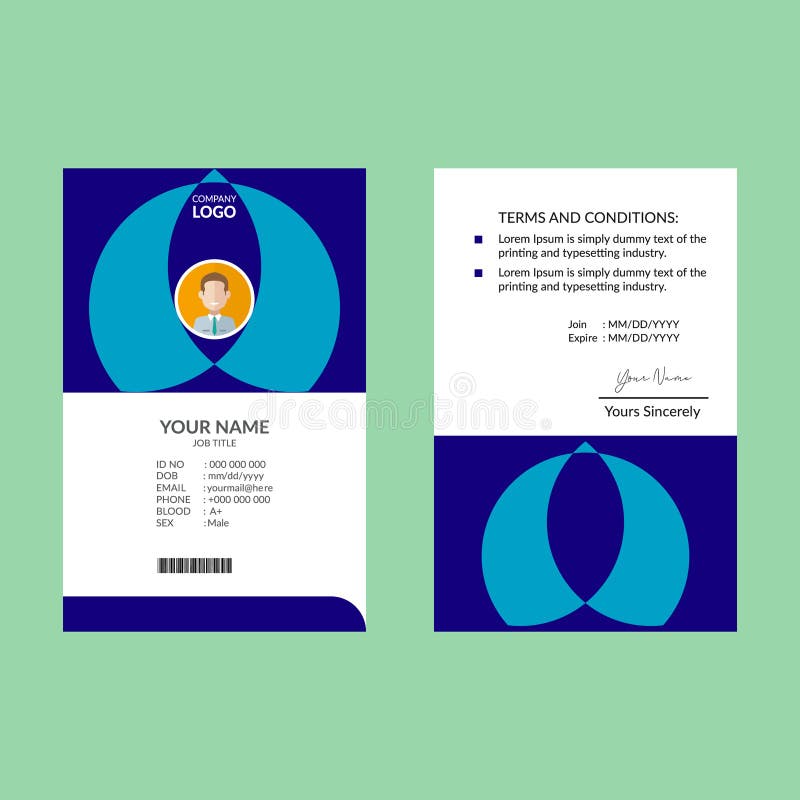 Blue ID Card Design Template Stock Vector Illustration of design