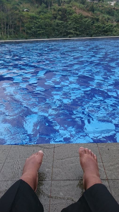 Blue Infinity pool stock photo