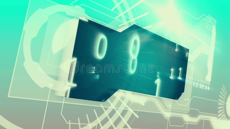 Blue interface with binary code stock illustration