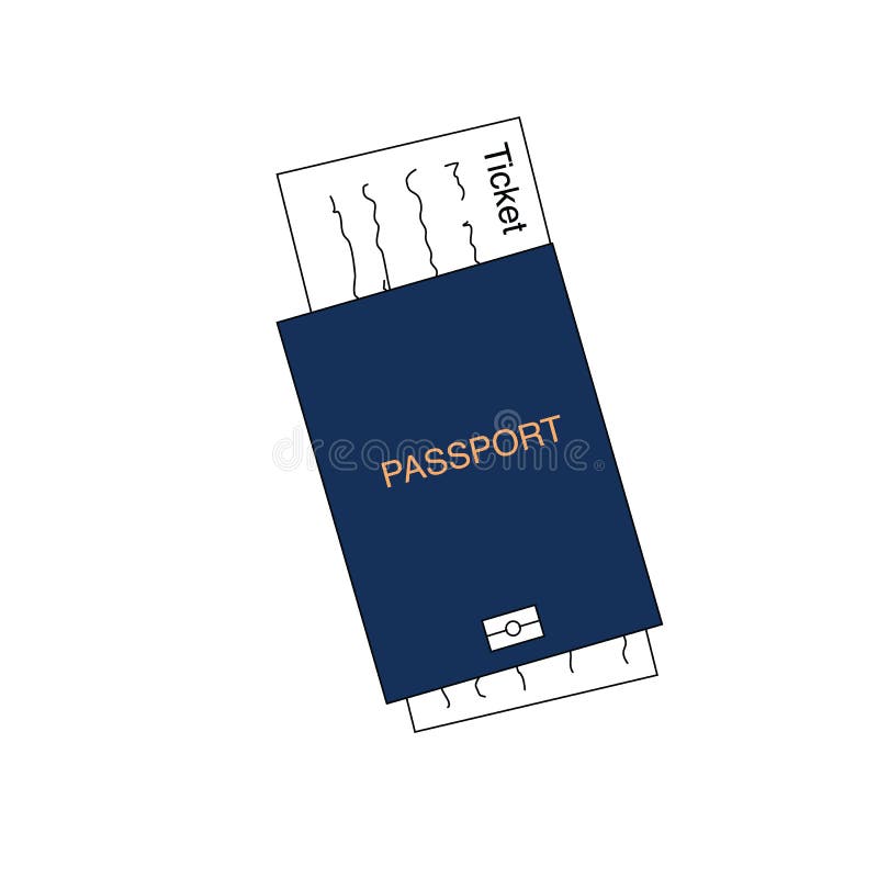 Blue international document, passport with ticket, travel concept, flat design vector illustration stock illustration Blue international document, passport with ticket, travel concept, flat design vector illustration stock illustration