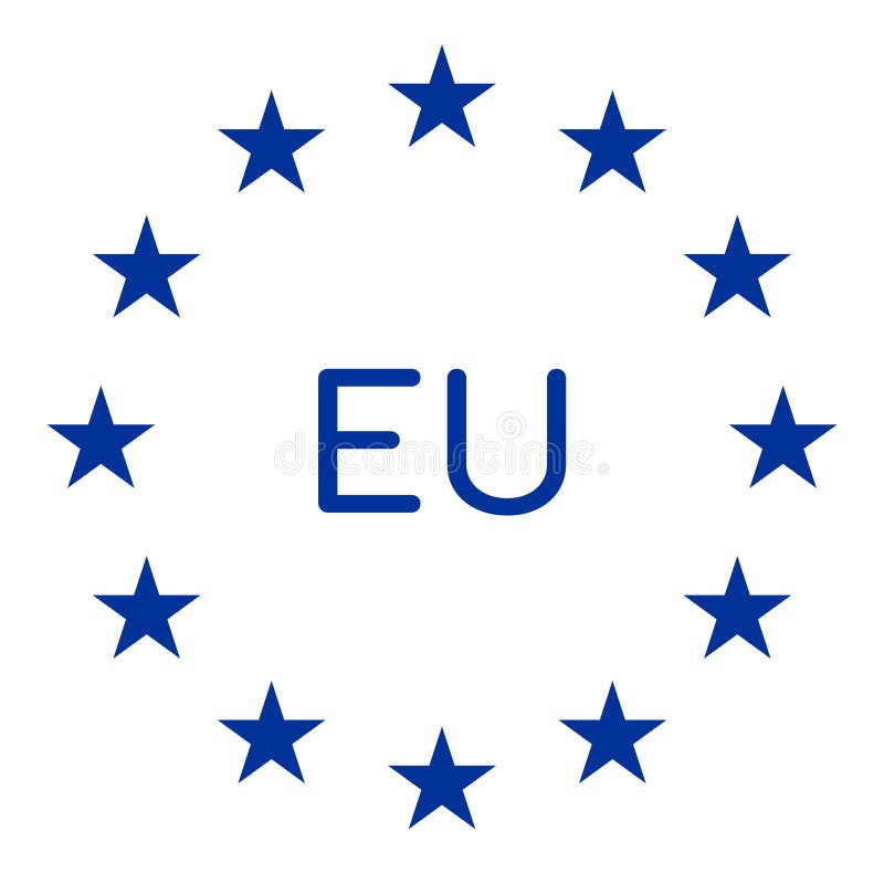 Blue Isolated on White EU Europe Symbol with 12 Stars 3d-illustration