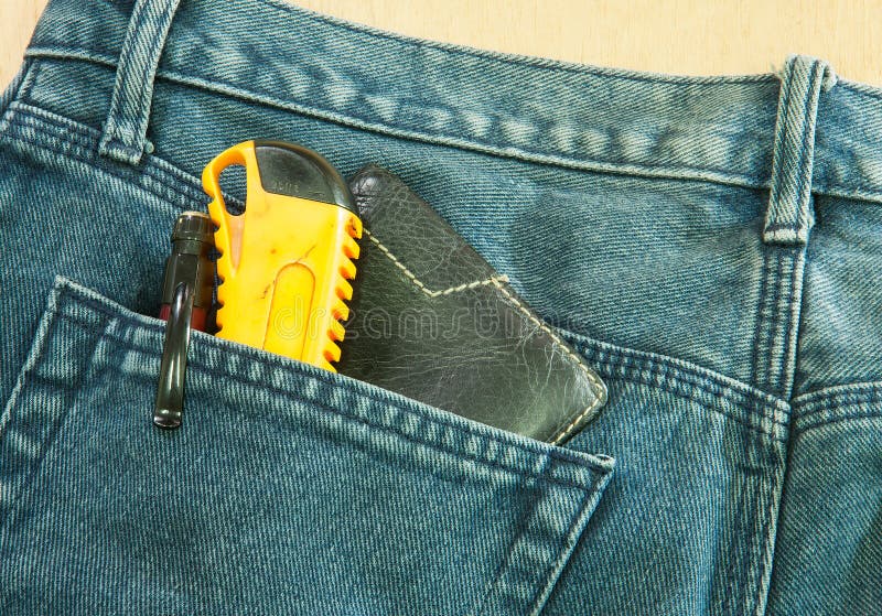 Pocket Knife In Jeans Pocket Stock Image Image of protection, knife