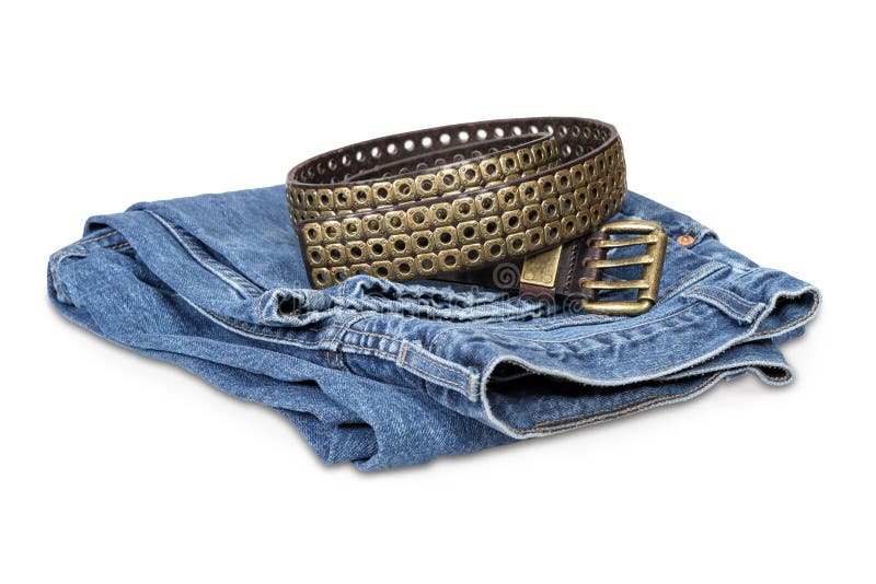 Blue Jeans and Leather Belt Stock Image Image of fabric, pants 37449759