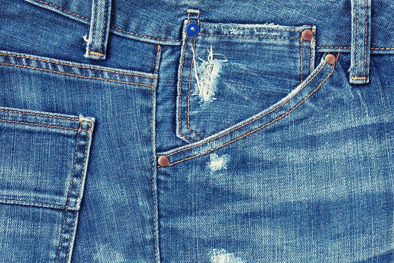 Blue jeans pocket. stock photo
