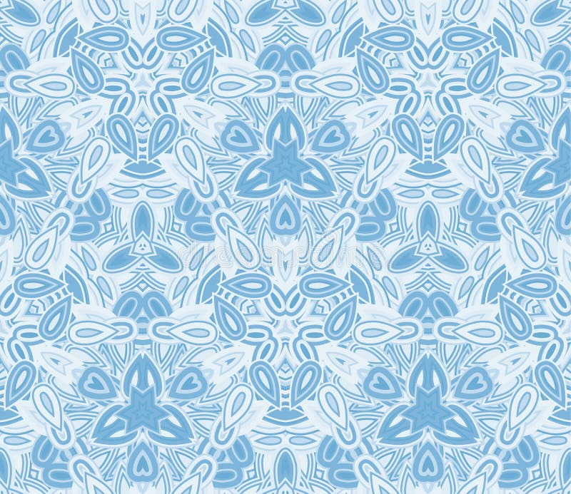 Blue kaleidoscope seamless pattern, background. Composed of abstract shapes. vector illustration Blue kaleidoscope seamless pattern, background. Composed of abstract shapes. vector illustration