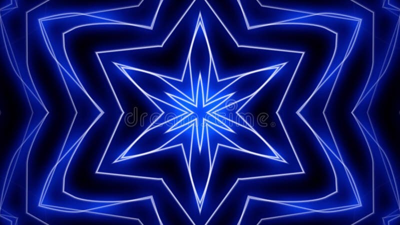 Blue kaleidoscope sequence patterns. Abstract multicolored motion graphics background. For yoga, clubs, shows, mandala stock illustration