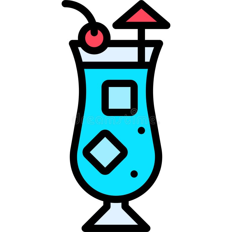 Blue Lagoon Cocktail Icon, Alcoholic Mixed Drink Vector Stock Vector