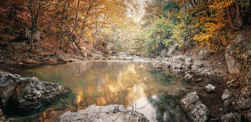 Blue Lake in the Grand Crimean Canyon, Crimea Peninsula