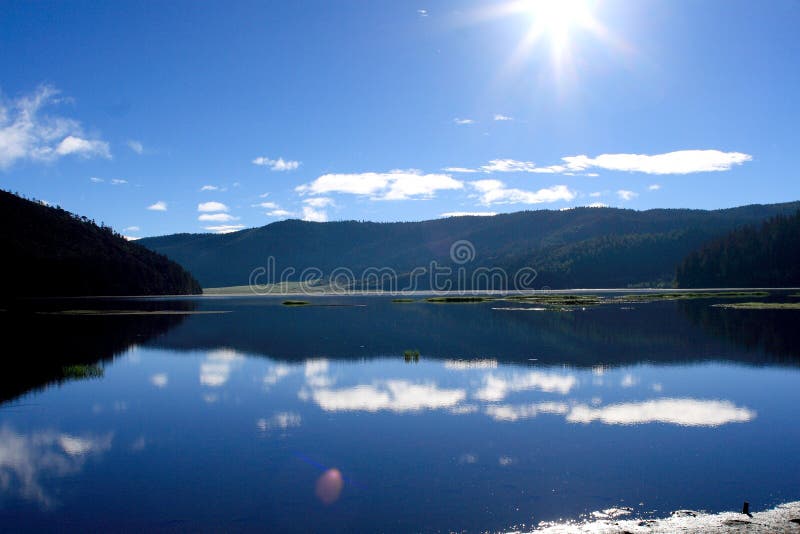 Blue lake and mountains