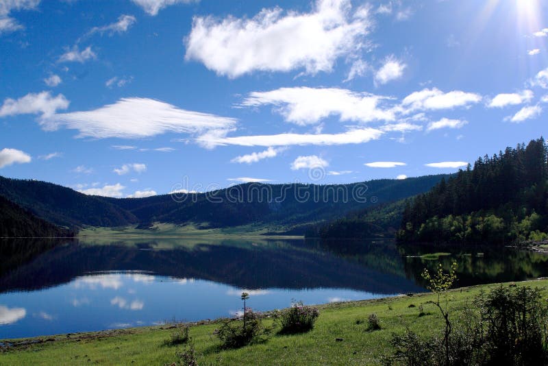 Blue lake and mountains