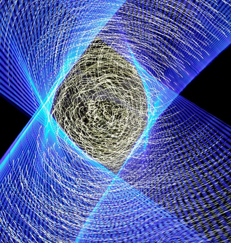 Blue Lanterns at Night in Motion As an Abstract Background. Stock Image