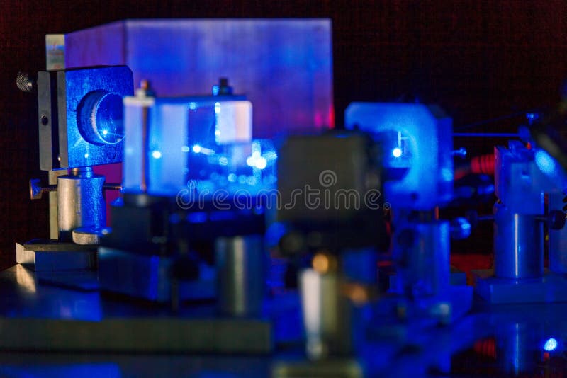 Blue Laser in a Quantum Optics Lab. Stock Image Image of knowledge
